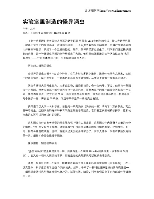 实验室里制造的怪异涡虫