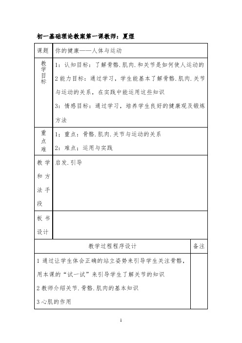 初中七年级全套体育教案公开课(共36课)