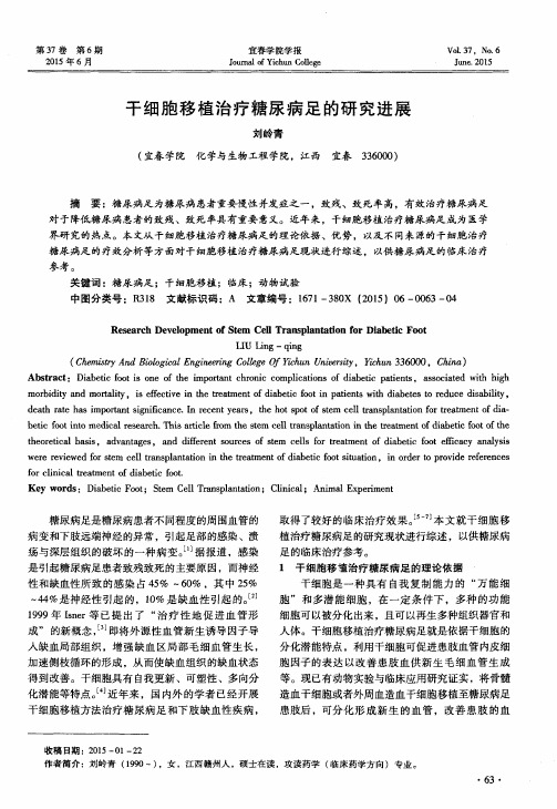 干细胞移植治疗糖尿病足的研究进展