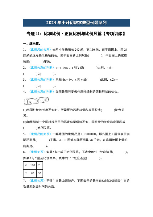 专题11比和比例正反比例与比例尺篇-2024年小升初数学典型例题(原卷版)2