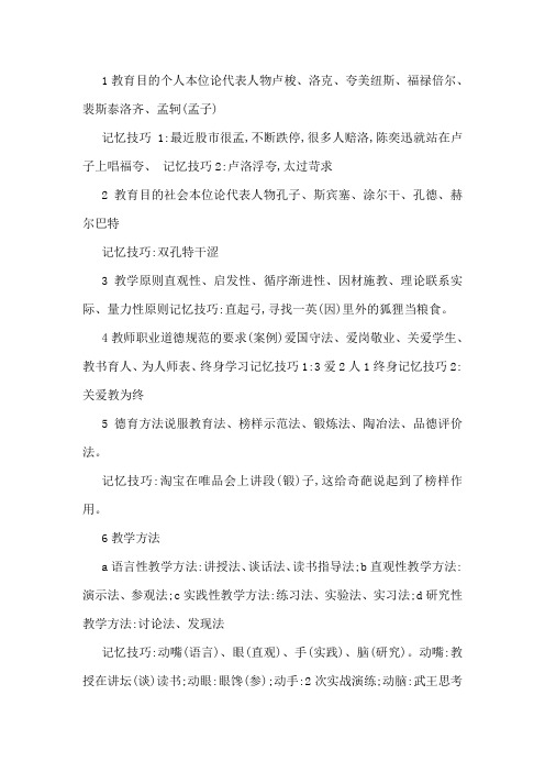 教育学记忆口诀教学的方法口诀