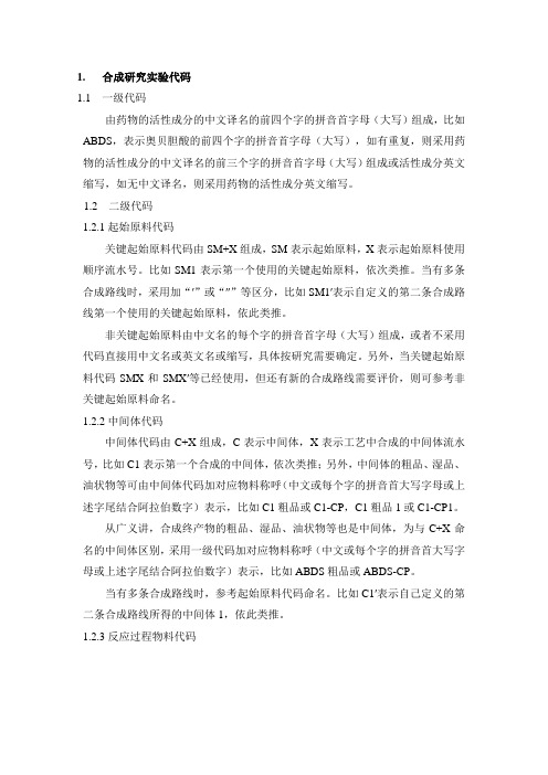 药品研究及生产中样品代码与批号定义规则