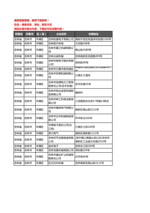 新版吉林省吉林市丰满区机械机电企业公司商家户名录单联系方式地址大全19家