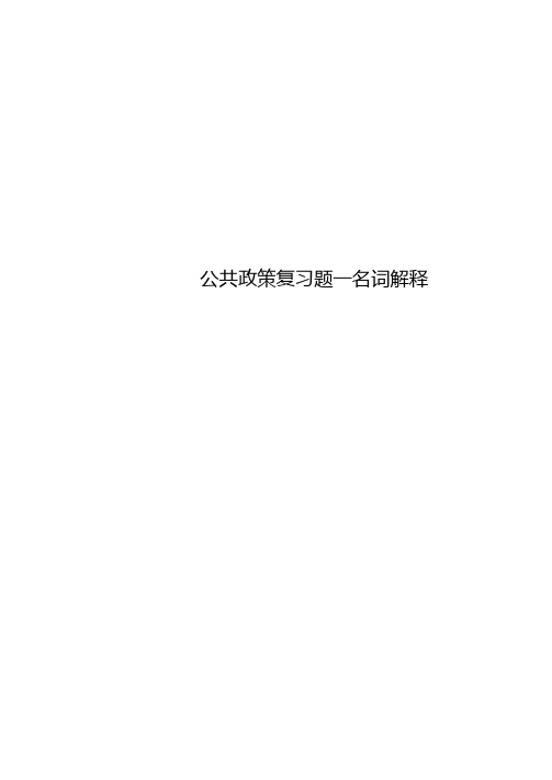 公共政策复习题名词解释