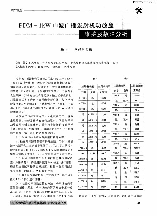 PDM—1kW中波广播发射机功放盒维护及故障分析