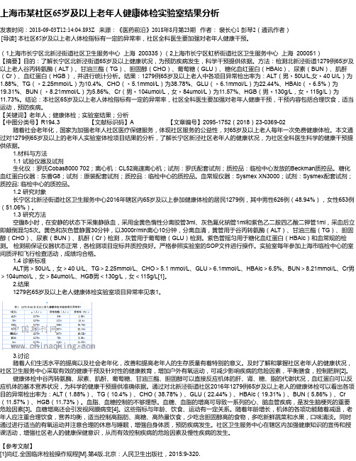上海市某社区65岁及以上老年人健康体检实验室结果分析