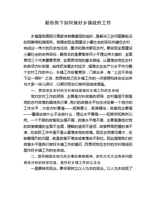 新形势下如何做好乡镇政府工作