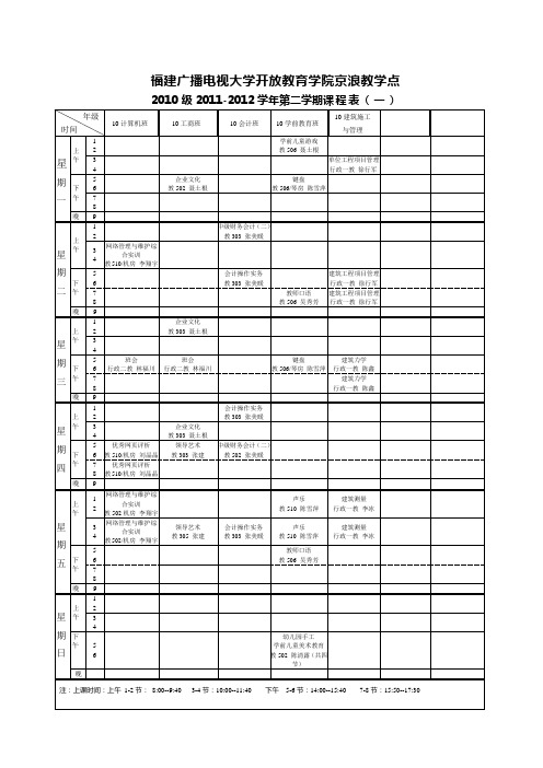 2019～2019学年第二学期课程表()