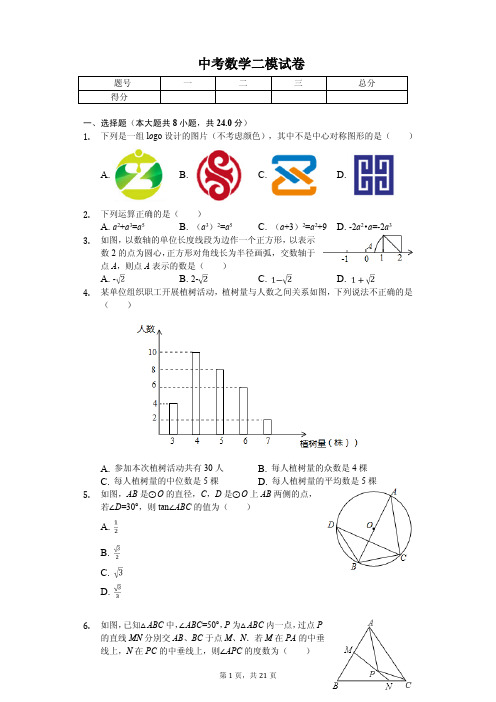 山东省青岛实验中学中考数学二模试卷  