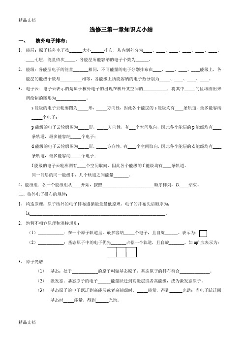 最新化学选修三第一章知识点小结