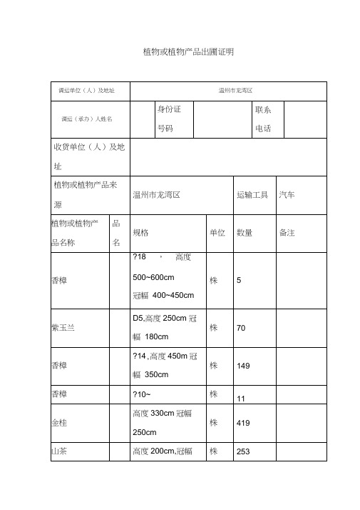 苗木检疫证