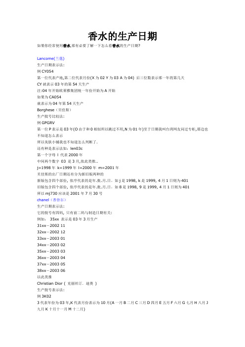 香水的生产日期