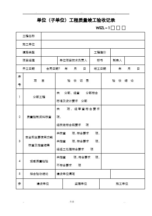 市政道路质检表(全部)