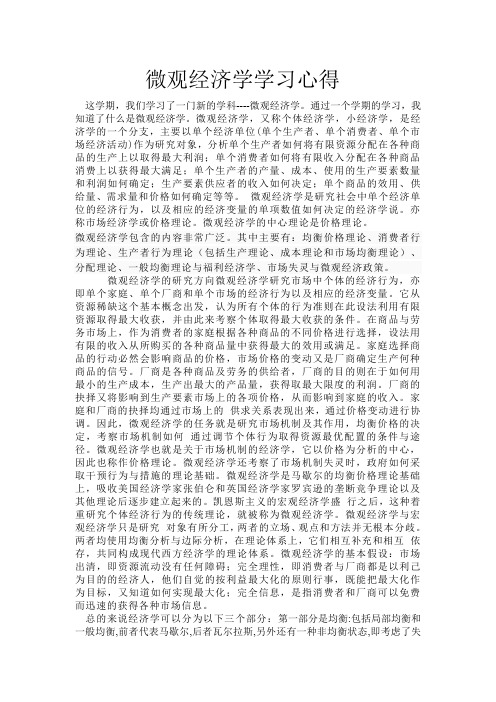 微观经济学学习心得