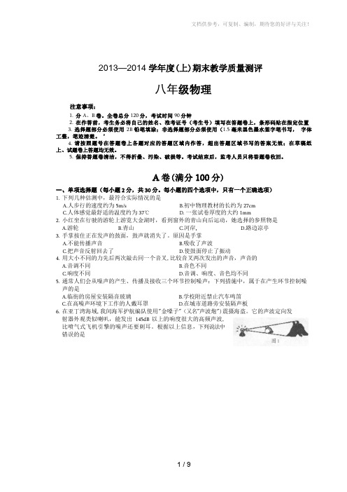 2013-2014八年级(上)物理试题