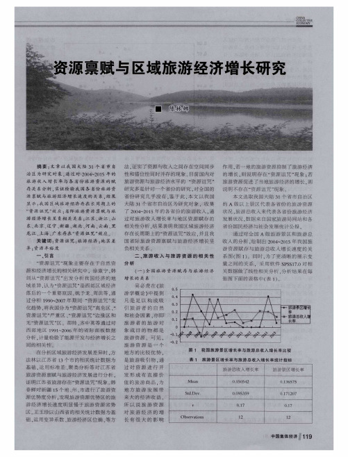 资源禀赋与区域旅游经济增长研究