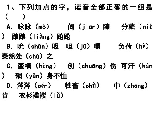 高中语文语音测试题