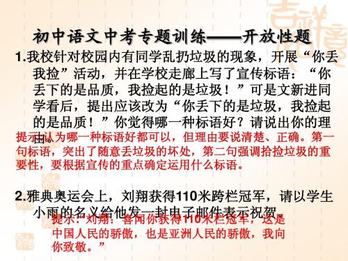 初中语文中考专题训练——开放性题ppt课件 (2)