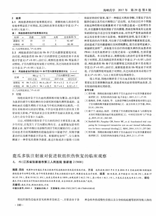 鹿瓜多肽注射液对促进软组织伤恢复的临床观察