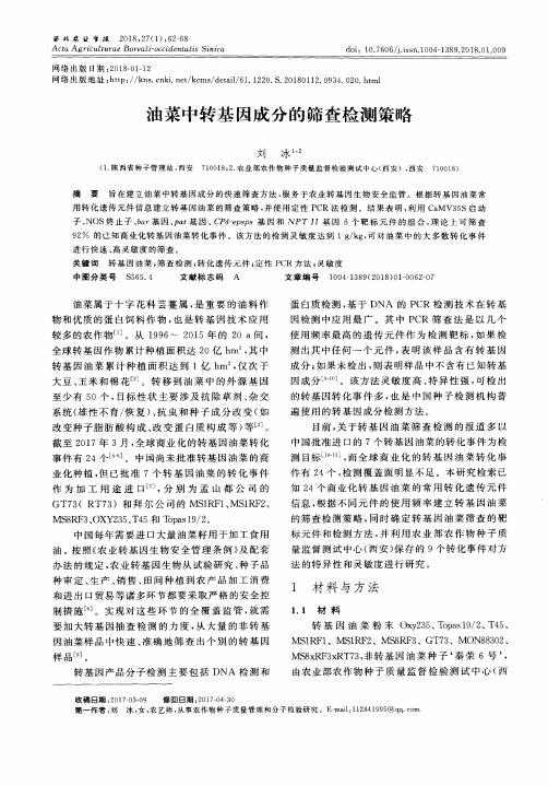 油菜中转基因成分的筛查检测策略