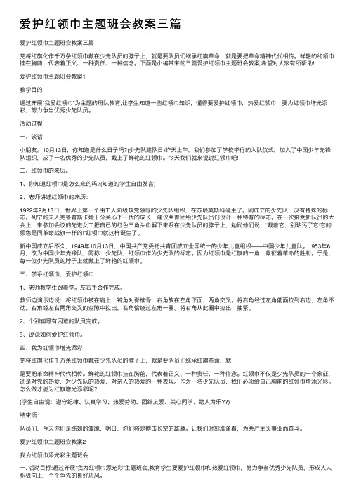 爱护红领巾主题班会教案三篇