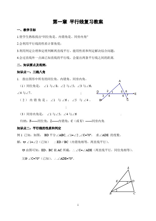 第一章 平行线 复习课教案