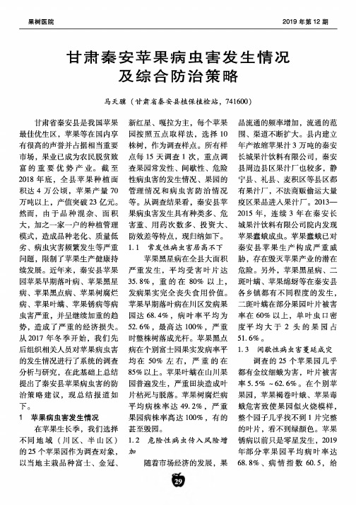 甘肃秦安苹果病虫害发生情况及综合防治策略