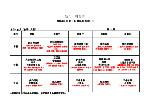 幼儿园带量食谱