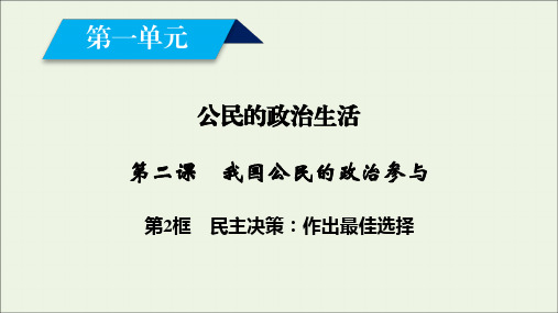 高中政治第2课我国公民的政治参与第2框民主决策：作出最佳选择课件新人教版必修2
