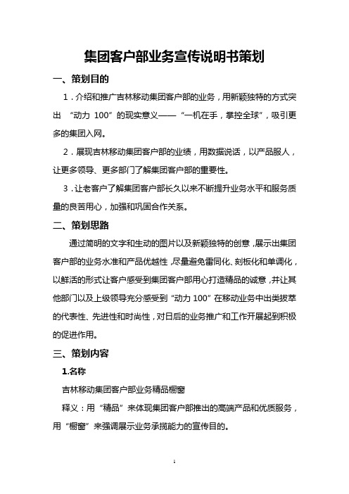 集团客户部业务宣传说明书策划