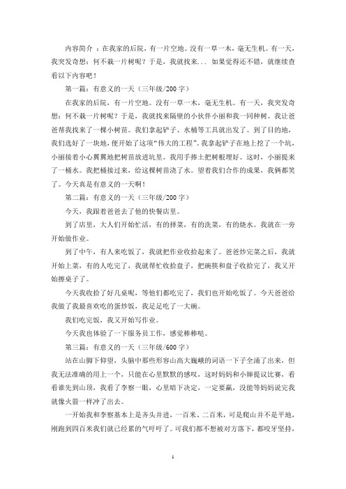 精选有意义的一天三年级作文五篇