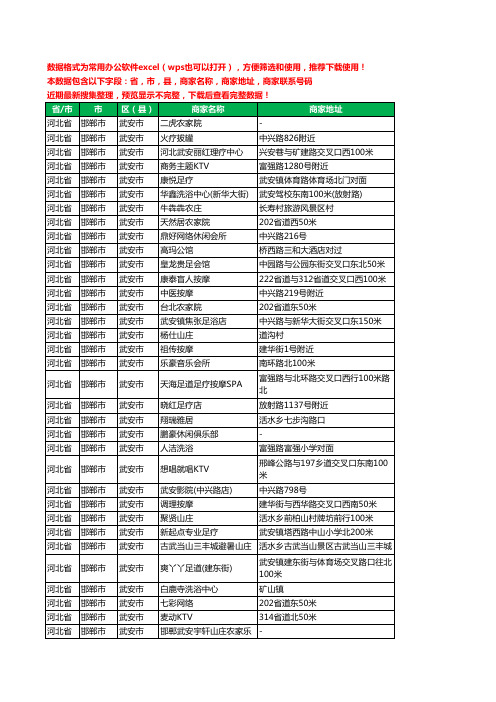 2020新版河北省邯郸市武安市休闲娱乐工商企业公司商家名录名单黄页联系电话号码地址大全275家