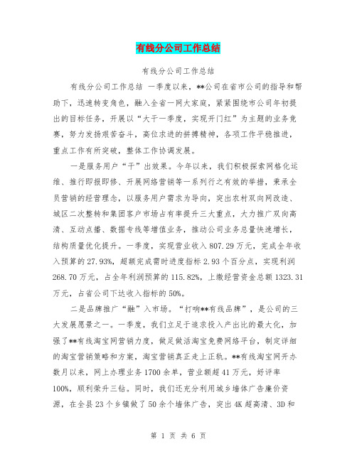 有线分公司工作总结