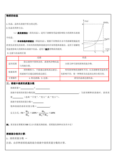 物质的结晶以及溶液的计算