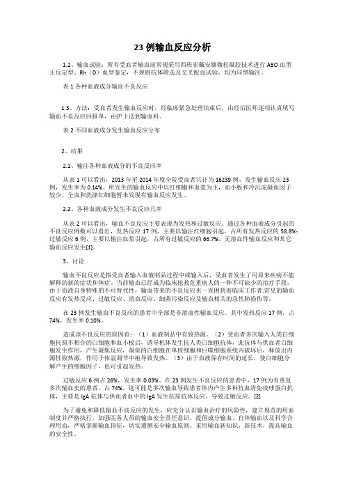23例输血反应分析