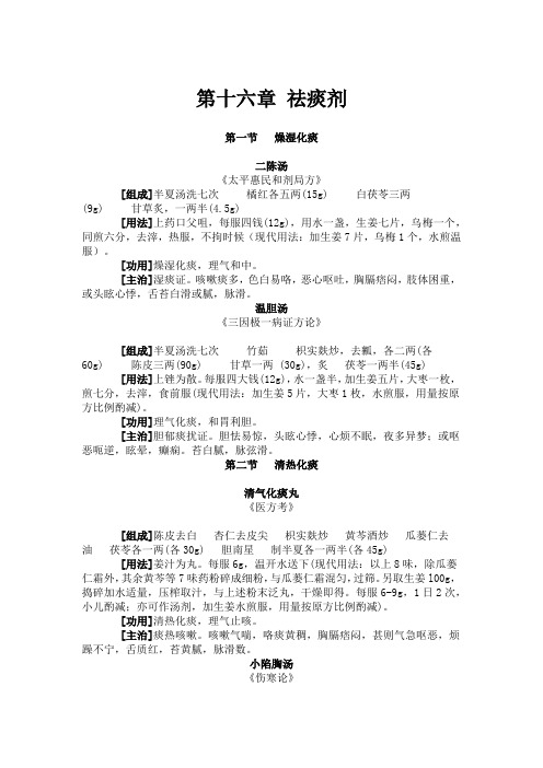 祛痰剂  方剂