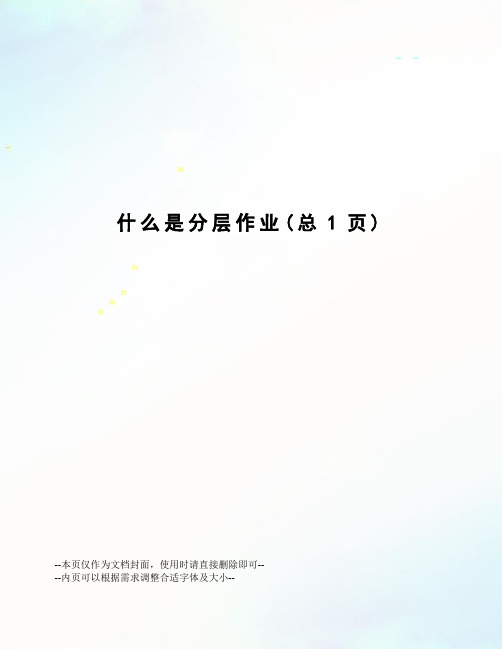 什么是分层作业