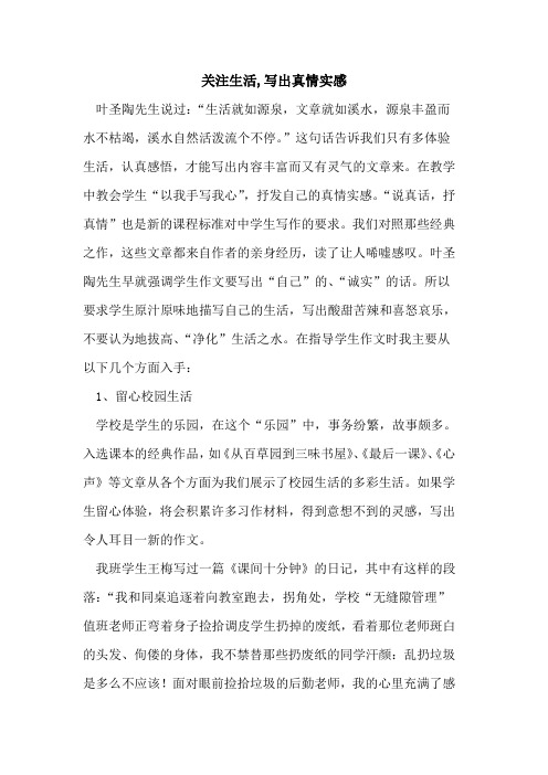 关注生活,写出真情实感论文