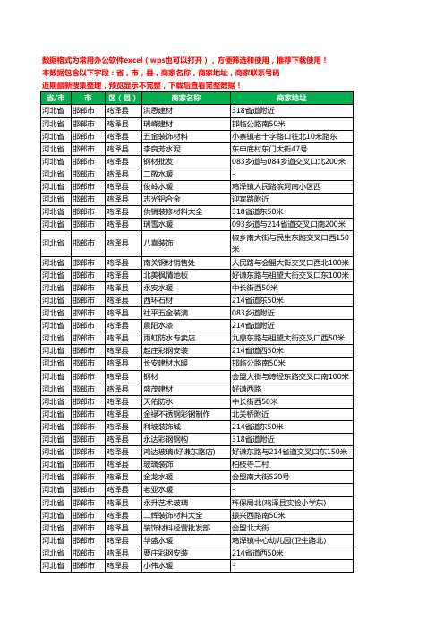 2020新版河北省邯郸市鸡泽县建材工商企业公司商家名录名单联系电话号码地址大全132家