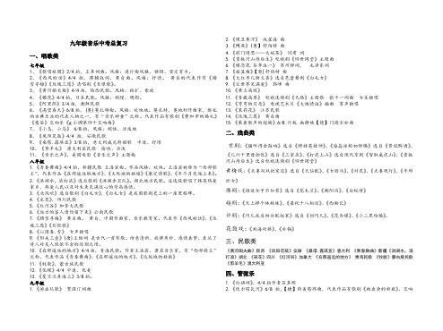 九年级音乐中考总复习