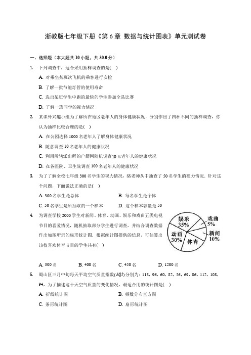 浙教版七年级下册《第6章 数据与统计图表》单元测试卷 