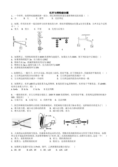 杠杆与滑轮综合题