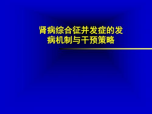 肾病综合征并发症的发病机制与干预策略 PPT课件