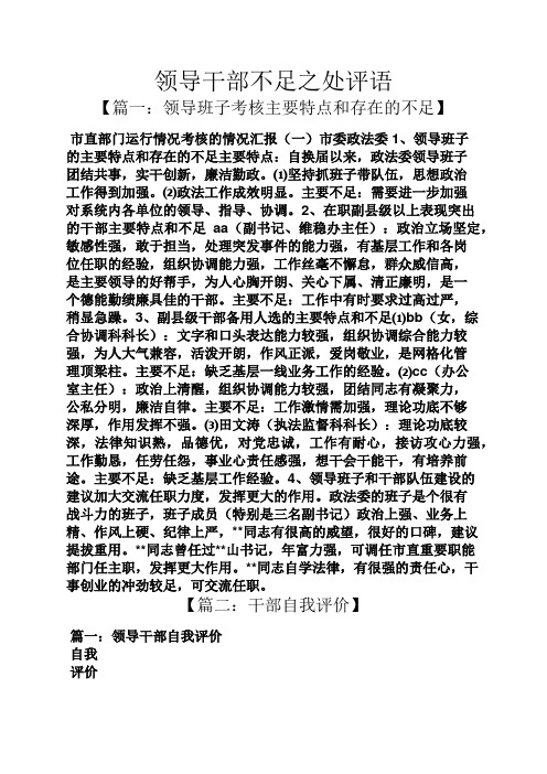 评语大全之领导干部不足之处评语