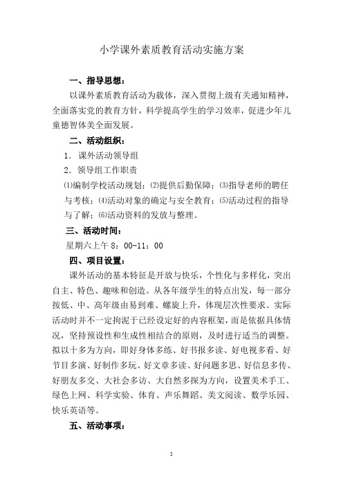 1小学课外活动方案