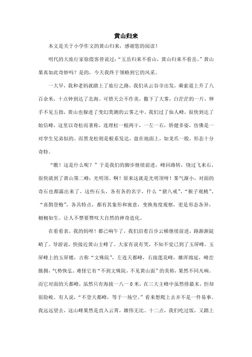 黄山归来_小学作文