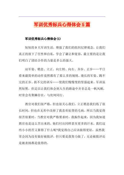 军训优秀标兵心得体会5篇