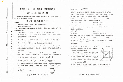 河南省洛阳市2018-2019学年高一上学期期末考试数学试卷(PDF版)