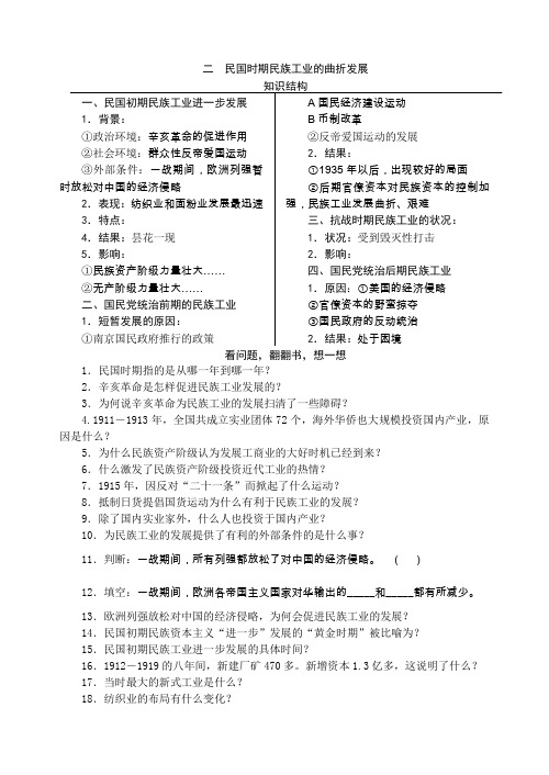 二民国时期民族工业的曲折发展