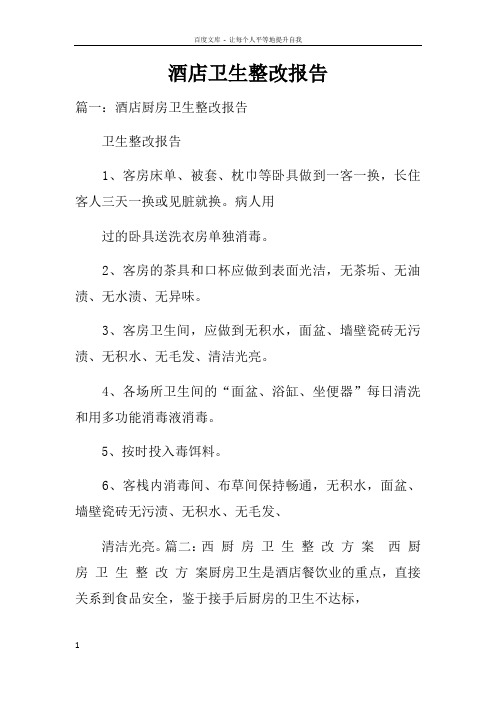 酒店卫生整改报告